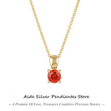 Sterling Silver Geometric Colorful Zircon Necklace Gift