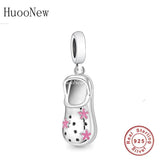 925 Sterling Silver Flower Foam Shoes Bracelet Charms for Women DIY