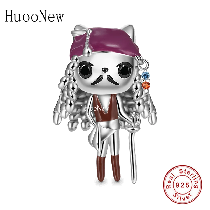 925 Sterling Silver Big Eye Pigtail Pirate Bead Bracelet Charms