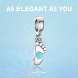 Baby Feet Heart Bead 925 Sterling Silver Charm for DIY Jewelry