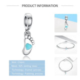 Baby Feet Heart Bead 925 Sterling Silver Charm for DIY Jewelry