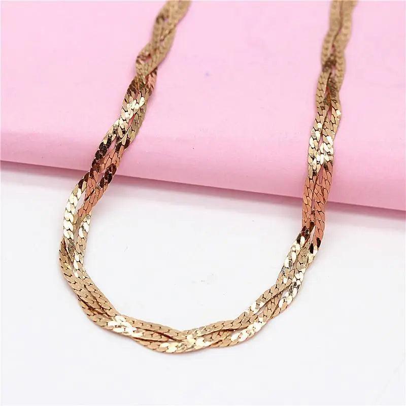 Purple Plated 14K Rose Soft Chains Chunky Necklace for Men and Women