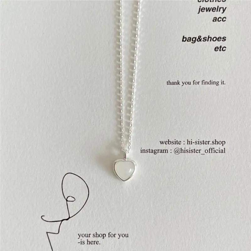 SHANICE S925 Silver Heart Pendant Pink Crystal Necklace