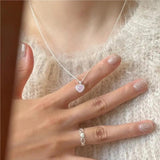 SHANICE S925 Silver Heart Pendant Pink Crystal Necklace