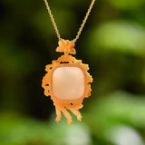 Hetian jade phoenix Laiyi enamel pendant retro court jewelry