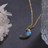 Labradorite Crystal Necklace 14K Plated Natural Gemstone Boho Necklace