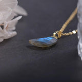 Labradorite Crystal Necklace 14K Plated Natural Gemstone Boho Necklace