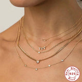 925 Silver Zircon Pendant Chain Necklace for Women
