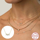 925 Silver Zircon Pendant Chain Necklace for Women