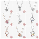 925 Silver Carriage Heart Wings Pendant Necklace Cable Chain
