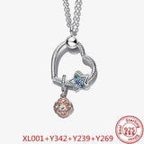 925 Silver Carriage Heart Wings Pendant Necklace Cable Chain