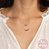 Red Ruby Ladies Necklace 925 Silver Dangle Collier Luxe