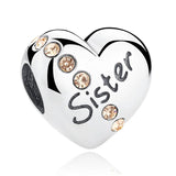 Heart-shaped Zircon Sister Bracelet Pendant Love Charms