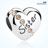 Heart-shaped Zircon Sister Bracelet Pendant Love Charms