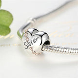 Heart-shaped Zircon Sister Bracelet Pendant Love Charms