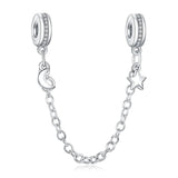 Silver Plated Star Moon Chain Safety Charm
