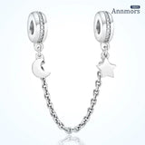 Silver Plated Star Moon Chain Safety Charm