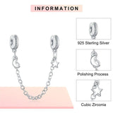 Silver Plated Star Moon Chain Safety Charm