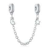 Silver Plated Star Moon Chain Safety Charm
