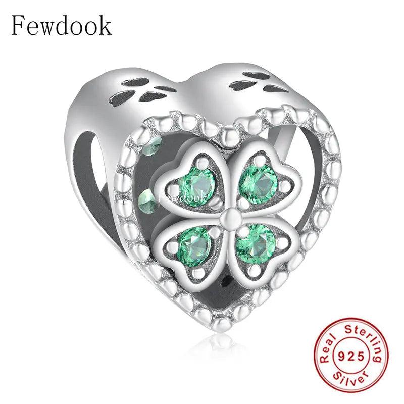 925 Silver Four Leaf Clover Charm Bracelet Bead