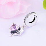 Dolphin Heart Pink Stone Pendant Bead 925 Silver Charm Bracelet