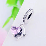 Dolphin Heart Pink Stone Pendant Bead 925 Silver Charm Bracelet