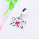 925 Silver Heart Family Bead Pendant for Pan Charm Bracelet