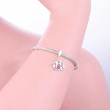 925 Silver Heart Family Bead Pendant for Pan Charm Bracelet