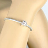 925 Silver Square EAU Perfume CZ Bead Pan Charm Bracelet Women