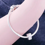 925 Silver Coffee Cup Pink Enamel Bead for Charm Jewelry Making