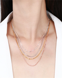 18K Yellow Box Chain Necklace 925 Sterling Silver 0.6mm 0.8mm 1.0mm