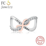 925 Sterling Silver Infinity Bead Love You Charm Bracelet