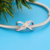 925 Sterling Silver Infinity Bead Love You Charm Bracelet