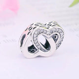 925 Silver Heart Zircon Bead for Pan Charm Bracelet Necklace