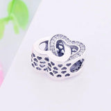 925 Silver Heart Zircon Bead for Pan Charm Bracelet Necklace