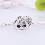 925 Silver Heart Zircon Bead for Pan Charm Bracelet Necklace