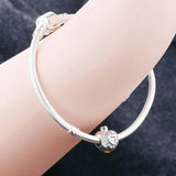 925 Silver Pink Zircon Princess Crown Heart Bead Pan Charm