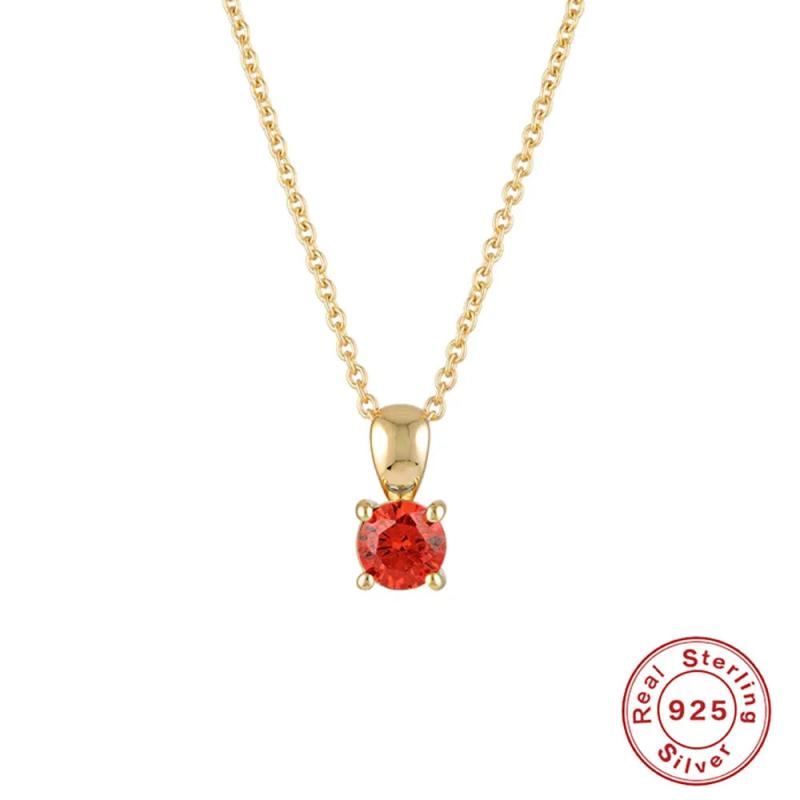 S925 Silver Birthstone Pendant Necklace for Women