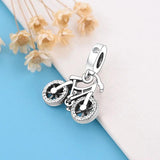 925 Silver Bike Motorcycle Zircon Charms Bracelet Making Berloque