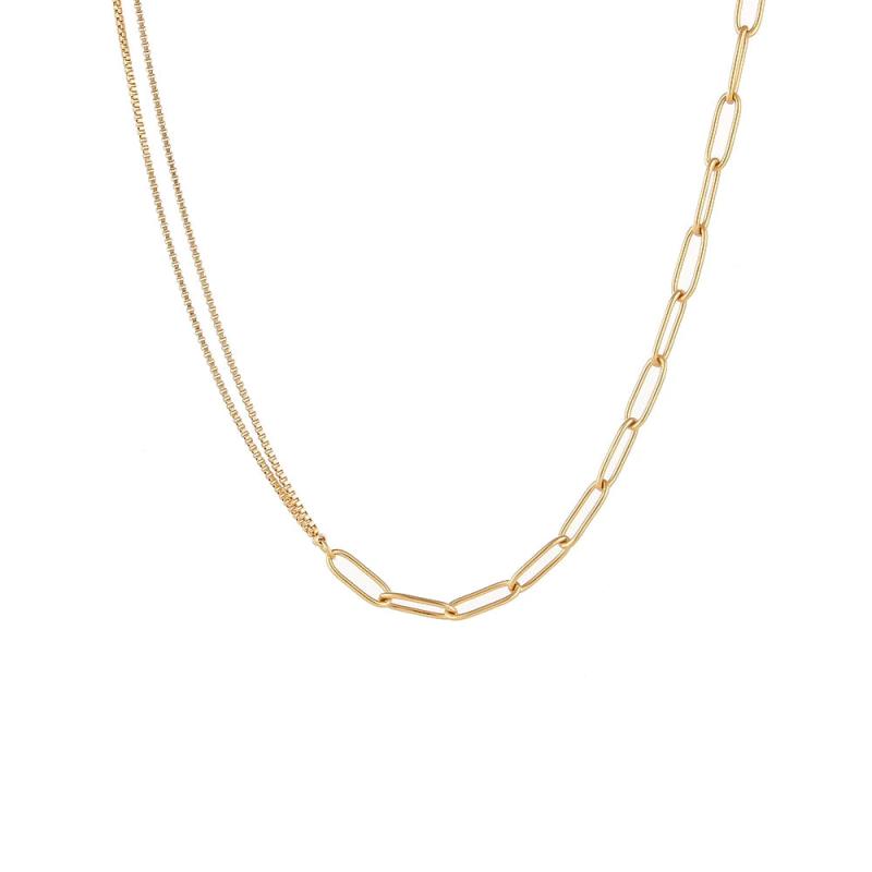 Asymmetric Paper Clip Chain Choker Necklace Stainless Steel