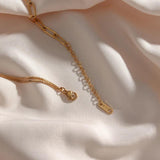 Asymmetric Paper Clip Chain Choker Necklace Stainless Steel
