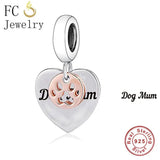 925 Silver Paw Print Dog Mum Bead Bracelet Charm