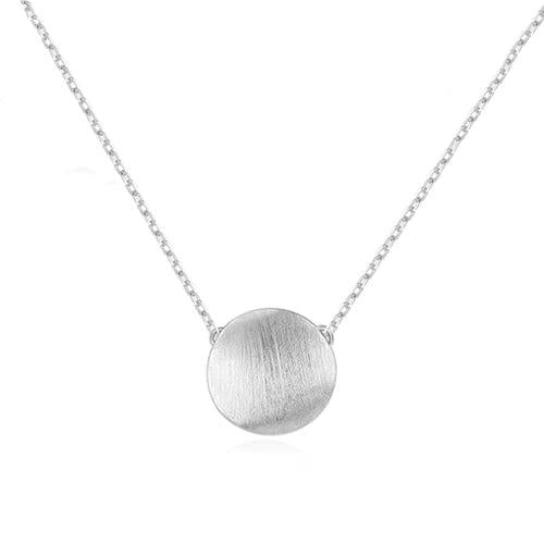 Minimalist 925 Sterling Silver Round Pendant Necklace for Women SN0357