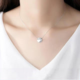 Minimalist 925 Sterling Silver Round Pendant Necklace for Women SN0357