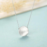 Minimalist 925 Sterling Silver Round Pendant Necklace for Women SN0357