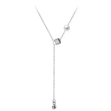 925 Silver Pearl Tassel Choker Necklace Birthday Gift