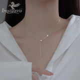 925 Silver Pearl Tassel Choker Necklace Birthday Gift