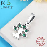 925 Silver Life Tree Green Zircon Beads Pan Charms Bracelet