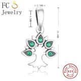925 Silver Life Tree Green Zircon Beads Pan Charms Bracelet