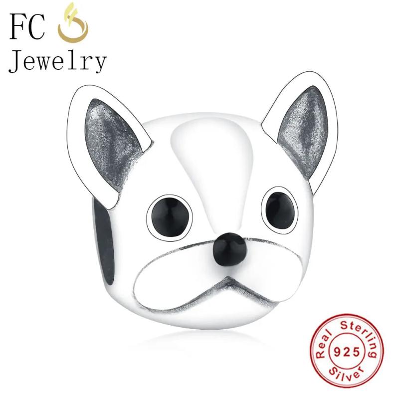 925 Silver French Bulldog Beads Pendant for Charm Bracelets
